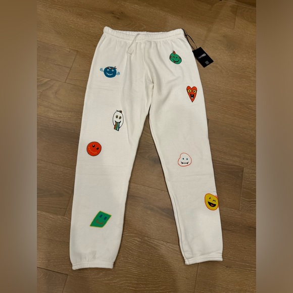 Lauren Moshi Medium White Emoji Joggers. ⚡️💜 - Picture 1 of 4